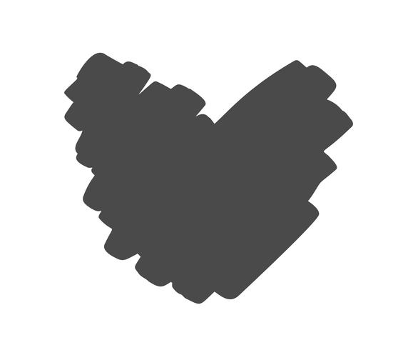 Handritet vektorhjärta med grovkant. Torkbensinbläck illustration. Concepn ikon symbol för t-shirt, hälsningskort, affisch bröllop. Design platt element av valentinsdagen vektor