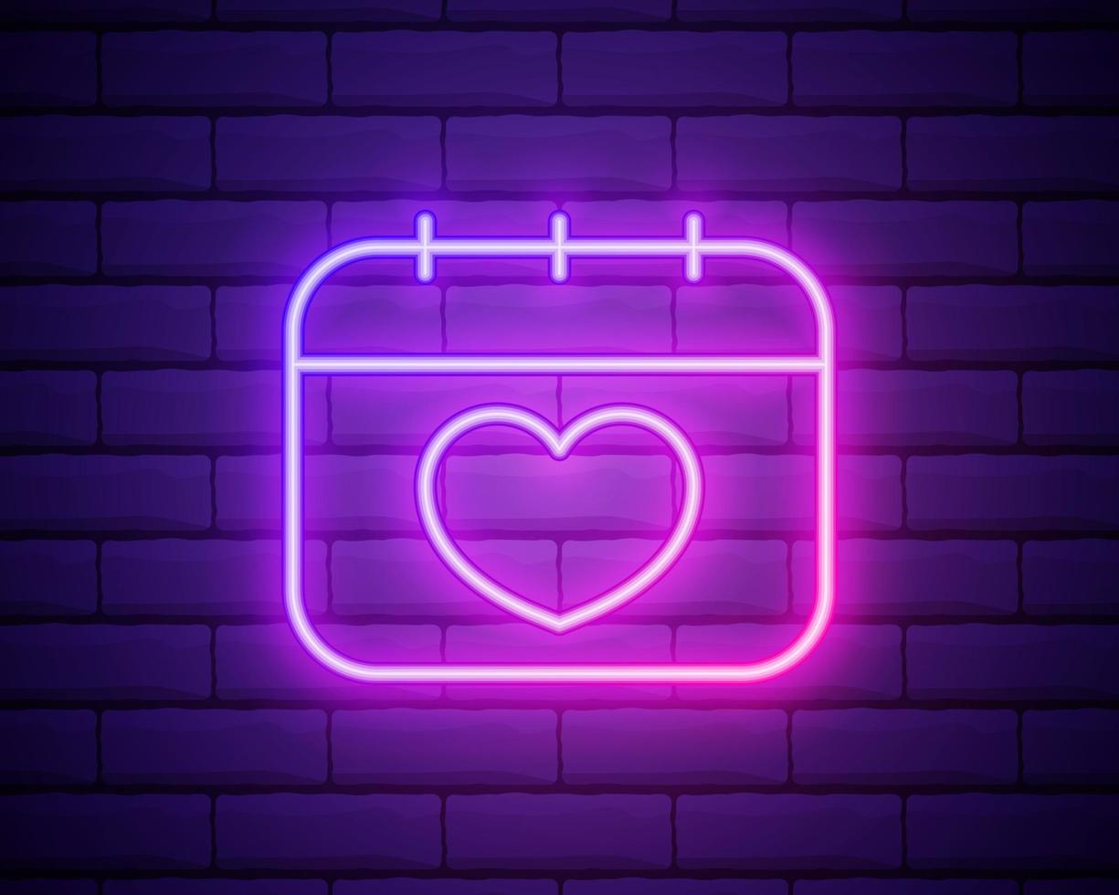 datum i kalendern den 14 februari ikon. element av valentine i neon stilikoner. enkel ikon för webbplatser, webbdesign, mobilapp, infografik isolerad på tegelvägg vektor