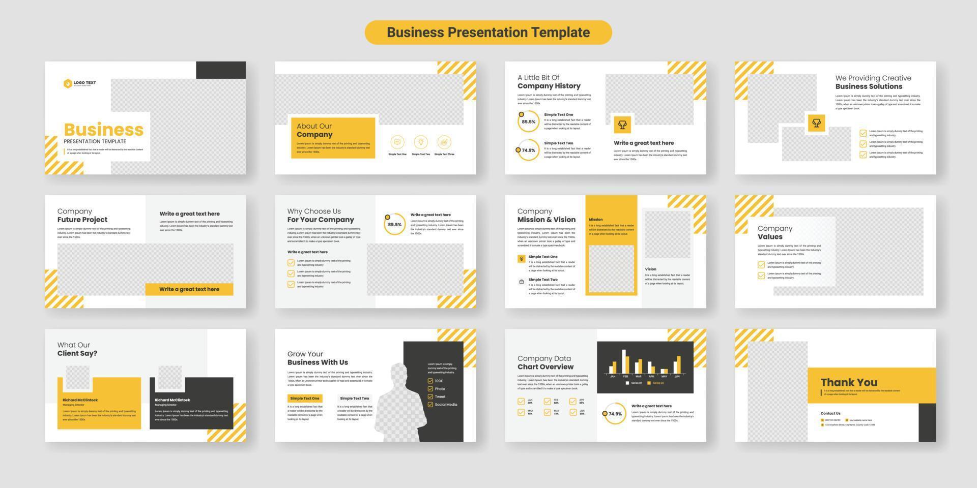 Design von Vorlagen für kreative Geschäftspräsentationsfolien. Verwendung für modernen Präsentationshintergrund, Broschürendesign, Web-Slider, Zielseite, Jahresbericht, Firmenprofil vektor