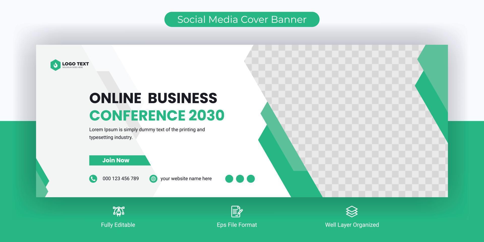 Online-Business-Konferenz-Social-Media-Post-Cover-Banner-Vorlage vektor