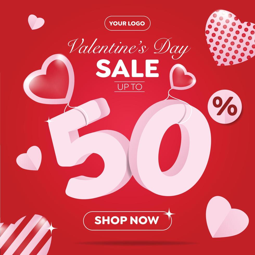 Alla hjärtans dag rea erbjudande, banner mall. rosa hjärta med bokstäver, isolerad på blå bakgrund. valentines heart rea taggar. butik marknaden affisch design. vektor