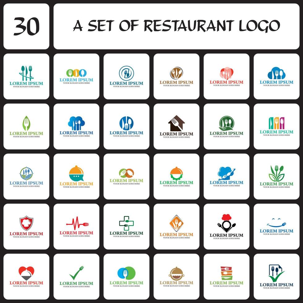 eine Reihe von Restaurant-Logos, eine Reihe von Lebensmittel-Logos vektor