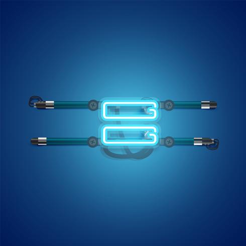 Realistischer glühender blauer Neoncharcter, Vektorillustration vektor