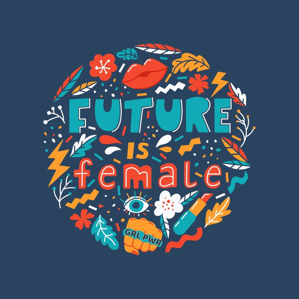 Zukunft ist weibliches inspirierendes Zitat. feministisches Konzept. vektor