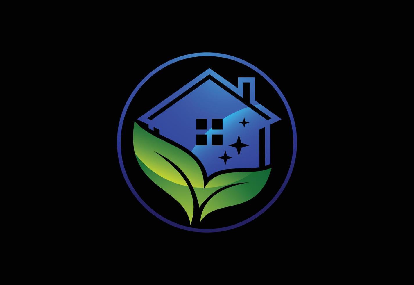 Logo-Design-Vorlage für den Hausreinigungsservice, Symbol für das Logo des Reinigungsunternehmens. vektor
