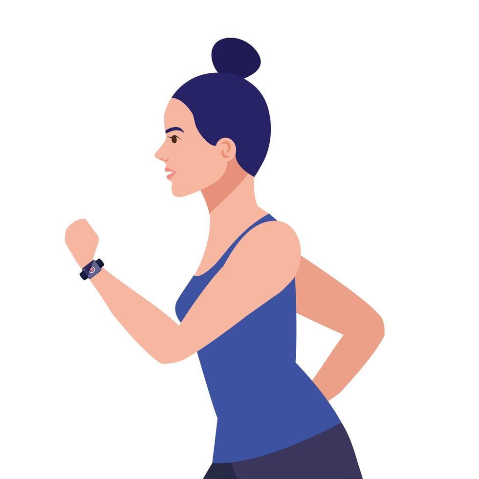 Laufende Frau, Joggende Frau in Sportkleidung, Sportlerin auf weißem Hintergrund vektor