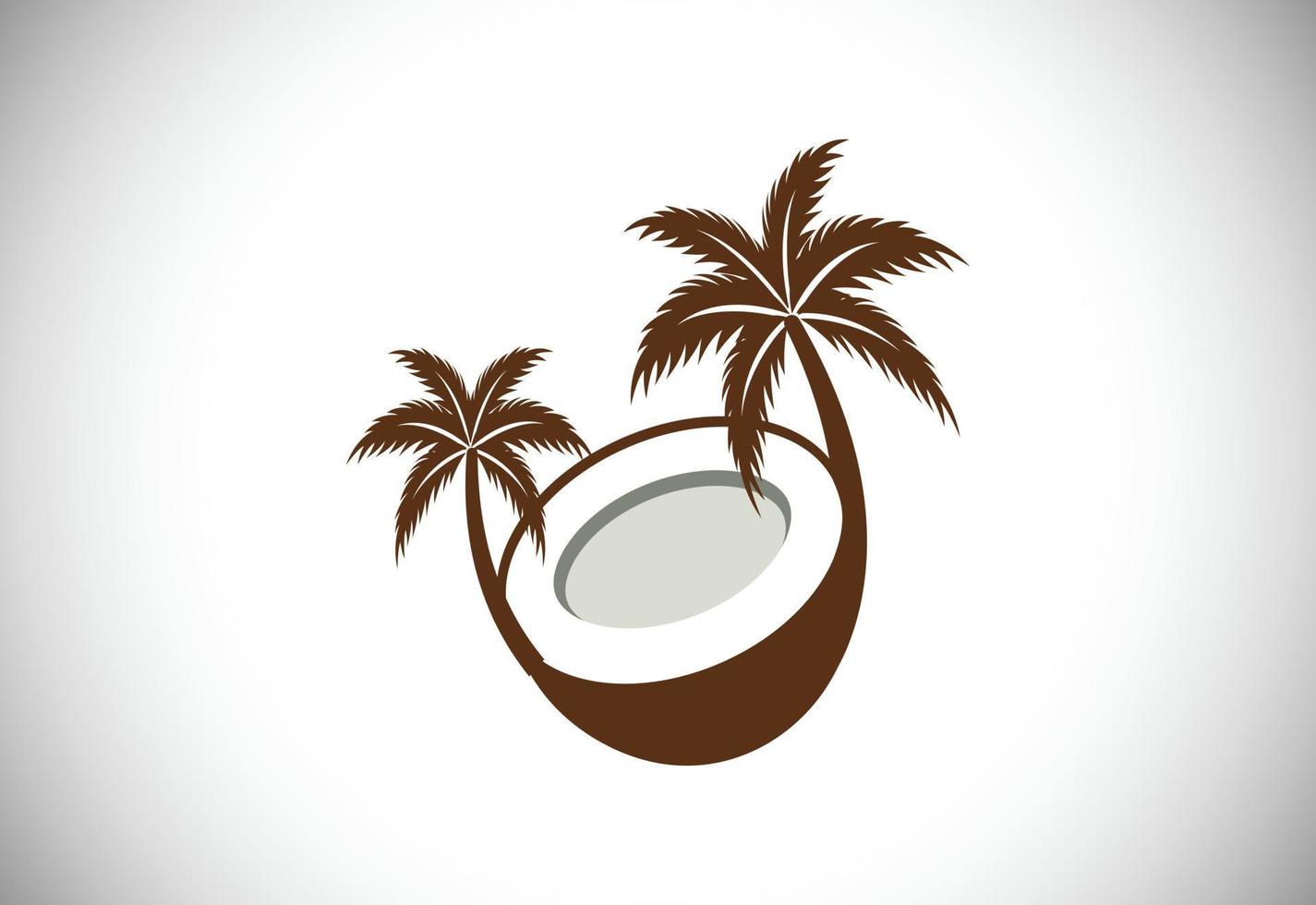 kreative moderne kokosnuss mit blattzeichenlogo-designschablone vektor