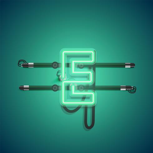 Realistisk glödande grön neon charcter, vektor illustration