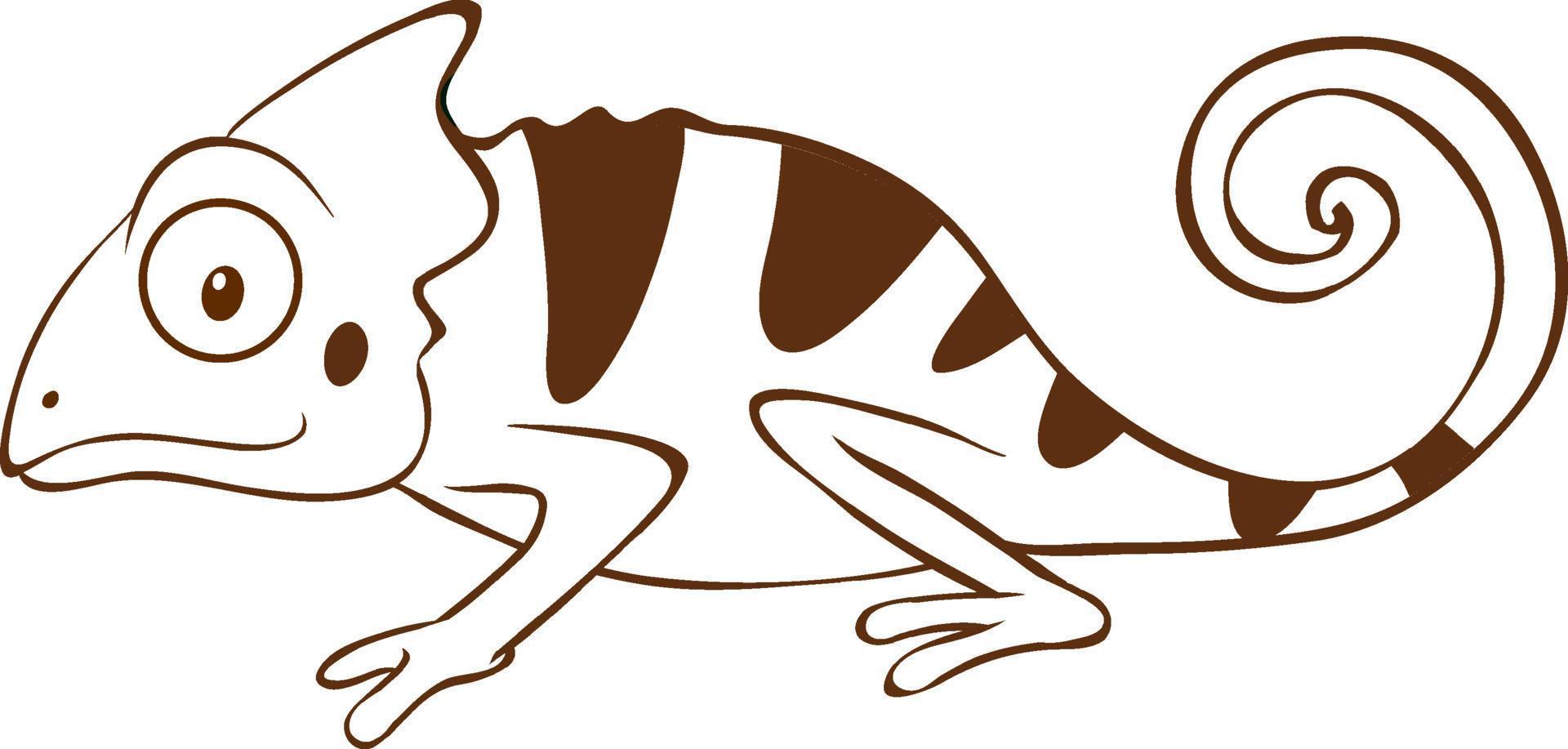 Chamäleon im einfachen Doodle-Stil auf weißem Hintergrund vektor