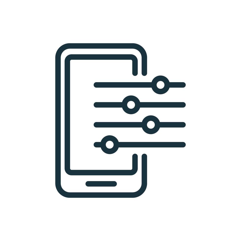 inställningar och alternativ för mobiltelefonlinjeikonen. fix, underhåll, smartphone reparation service ikon. kontrollpanel och inställningar för elektronisk enhet. vektor illustration.