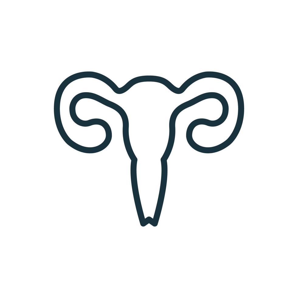 Symbol für die weibliche Gebärmutterlinie. lineares piktogramm des reproduktionssystems der frau oder des organs. Gebärmutter, Eierstock, Gebärmutterhals, Eileiter Umrisssymbol. weibliche Gebärmutter. isolierte Vektorillustration vektor