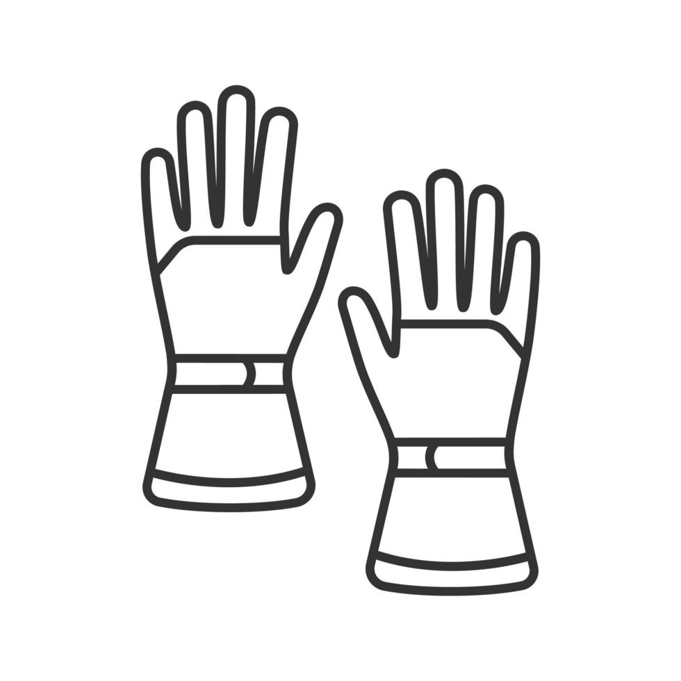 Lineares Symbol für Winterskihandschuhe. dünne Liniendarstellung. Schneefeste Handschuhe. Kontursymbol. Vektor isoliert Umrisszeichnung