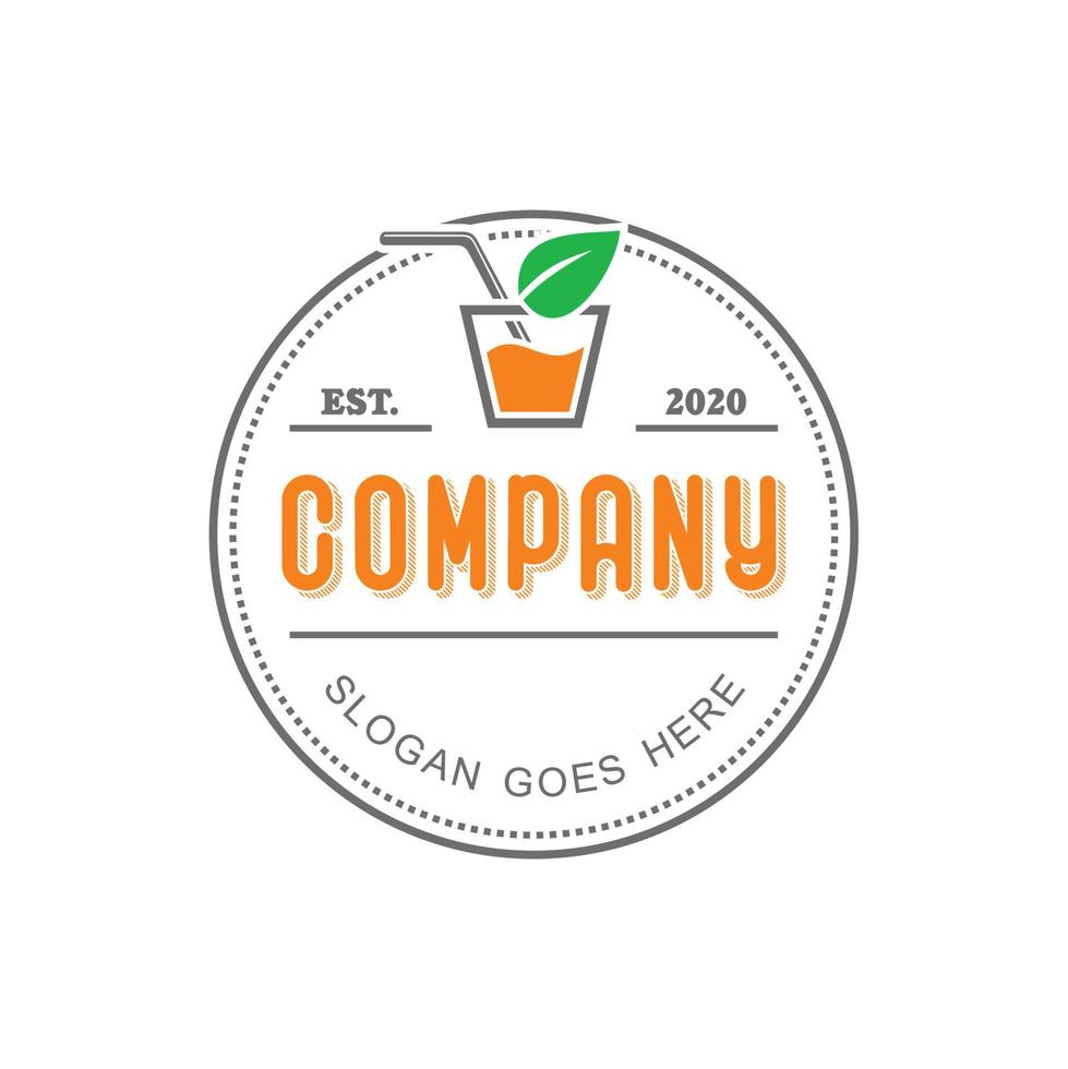 logotyp för färsk juice, logotyp för apelsinjuice vektor