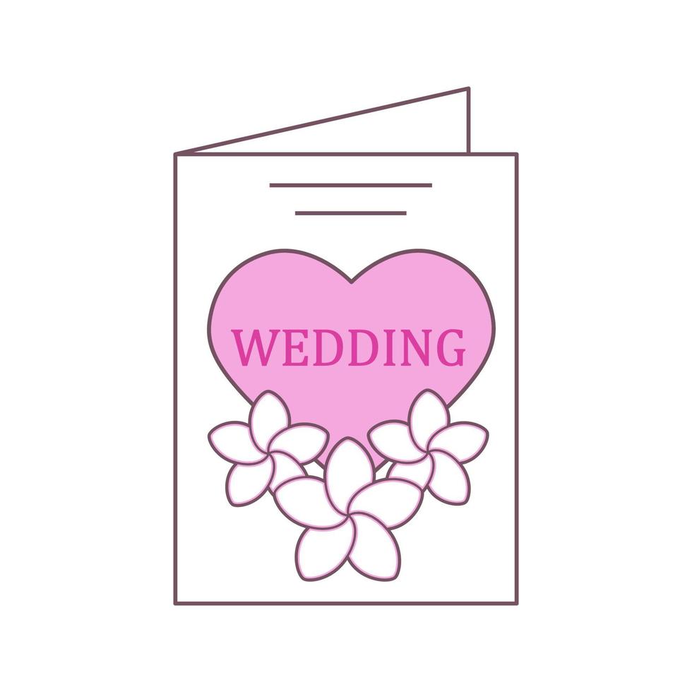 Symbol für die Farbe der Hochzeitseinladungskarte. Hochzeitsgrußkarte mit Blumen. isolierte Vektorillustration vektor