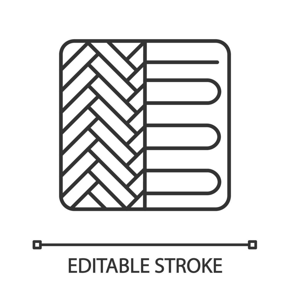 golvvärmesystem linjär ikon. golvvärme. tunn linje illustration. golvvärmare. kontur symbol. vektor isolerade konturritning. redigerbar linje