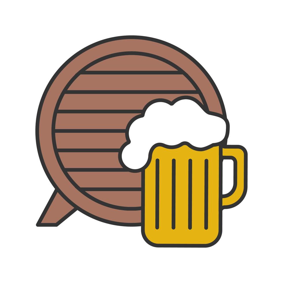 Craft Beer Pub Farbsymbol. Ale. Bierkrug und Fass. Brauerei. isolierte Vektorillustration vektor