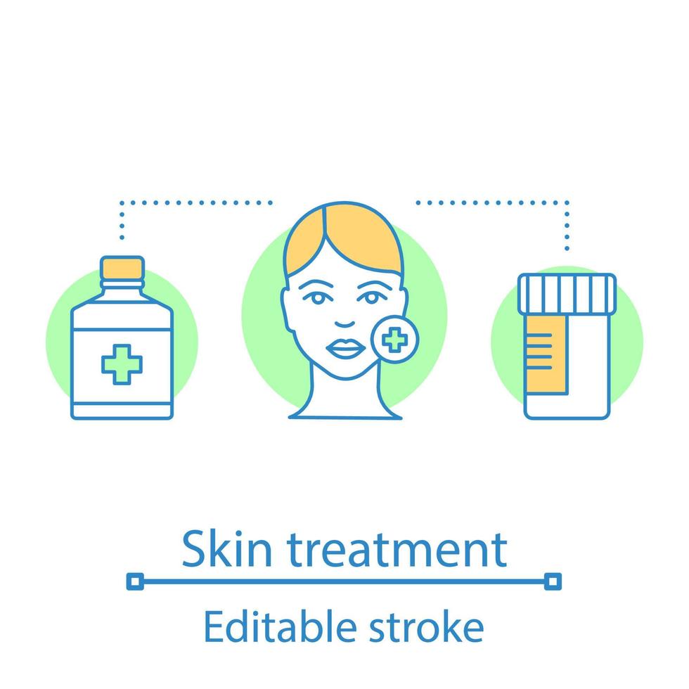 hud behandling koncept ikon. dermatologi idé tunn linje illustration. hudvårdsprocedurer. akne behandling. ansiktsvårdsmediciner. vektor isolerade konturritning. redigerbar linje