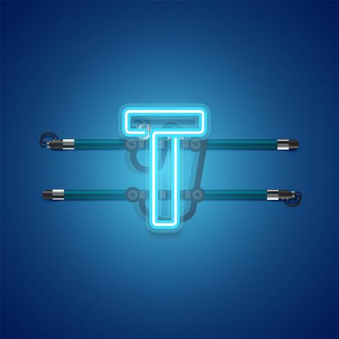 Realistisk glödande blå neon charcter, vektor illustration