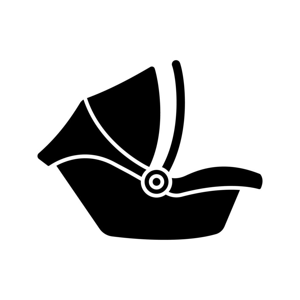 Glyphen-Symbol für Babyautositz. Kindersitz. Kinderrückhaltesystem. Silhouettensymbol. negativer Raum. vektor isolierte illustration