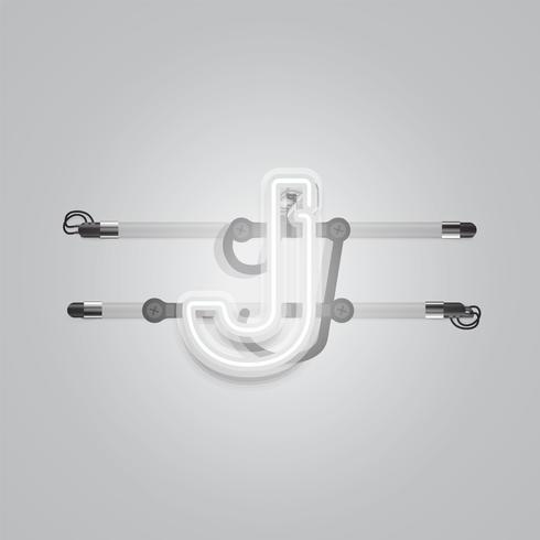 Realistisk glödande grå neon charcter, vektor illustration