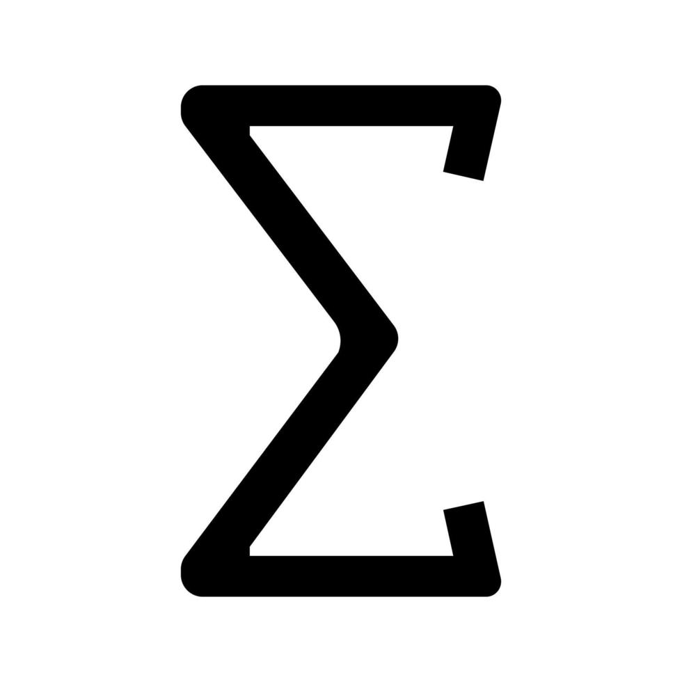 Summen-Glyphe-Symbol. Summe oder Gesamtmathematik symbol.silhouette symbol. negativer Raum. vektor isolierte illustration