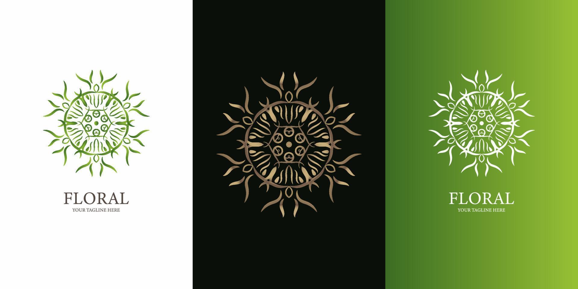 blomma, prydnad eller mandala logotyp malldesign. vektor