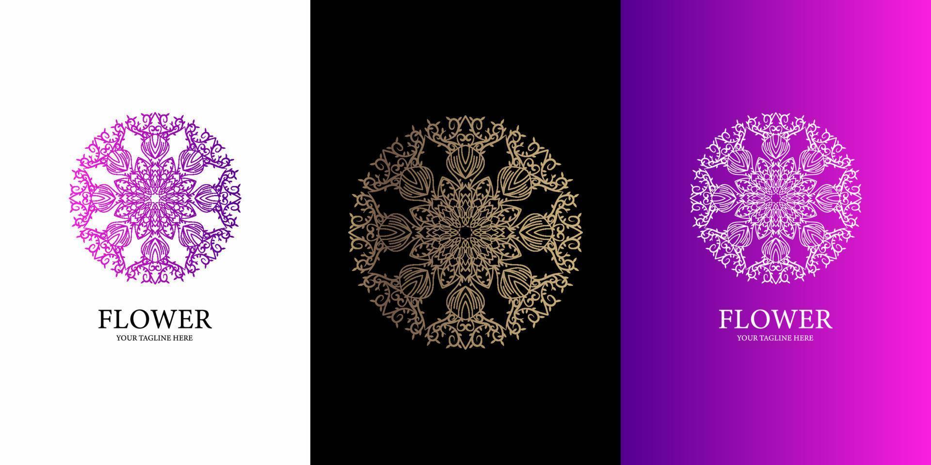 blomma, prydnad eller mandala logotyp malldesign. vektor