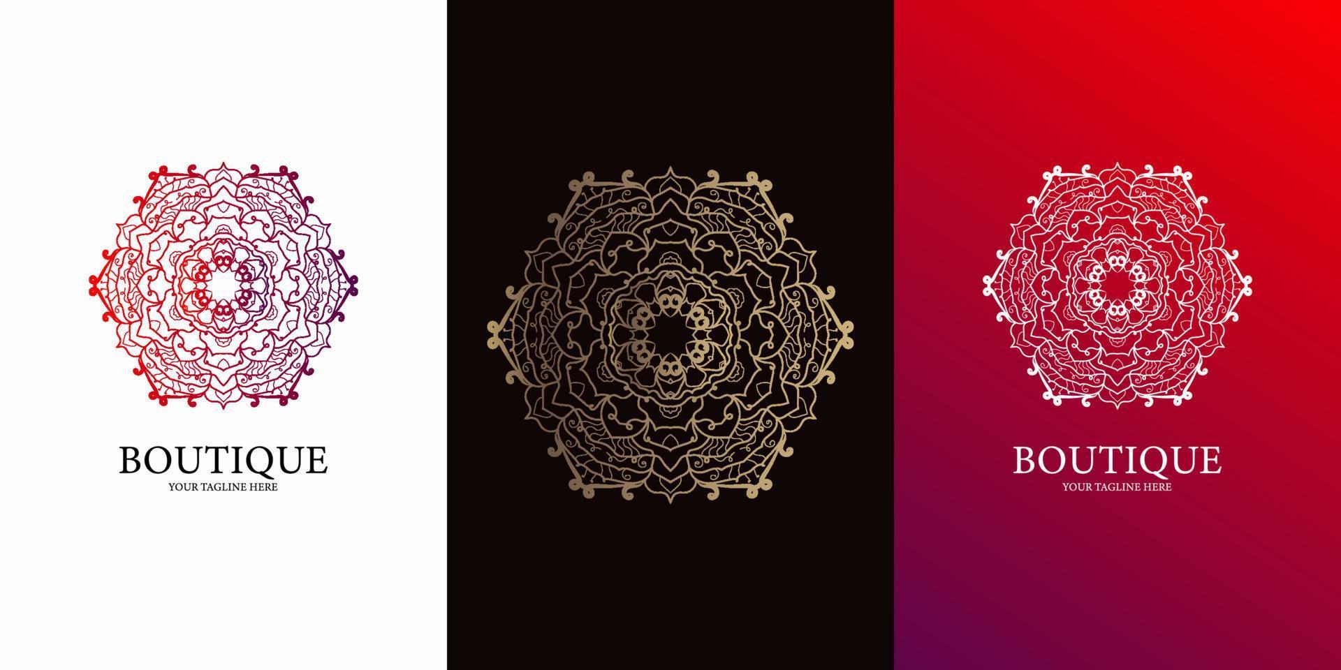 blomma, prydnad eller mandala logotyp malldesign. vektor