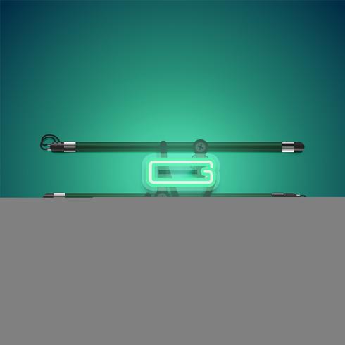 Realistisk glödande grön neon charcter, vektor illustration