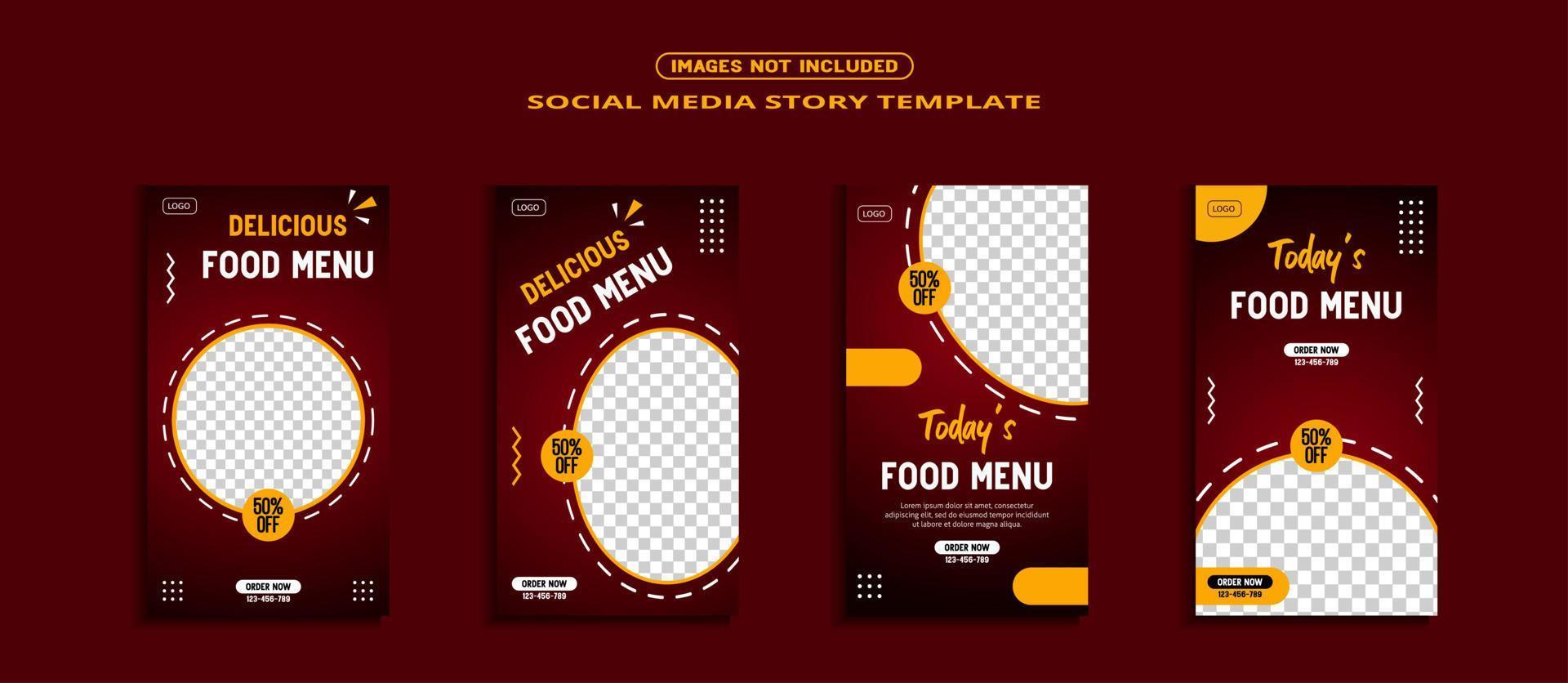 Sammlung von Vorlagen für Lebensmittel-Social-Media-Story-Banner vektor