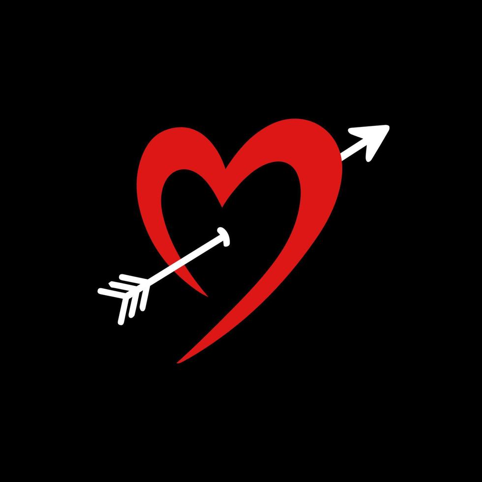ett hjärta genomborrat av en pil som symboliserar kärlek vektor