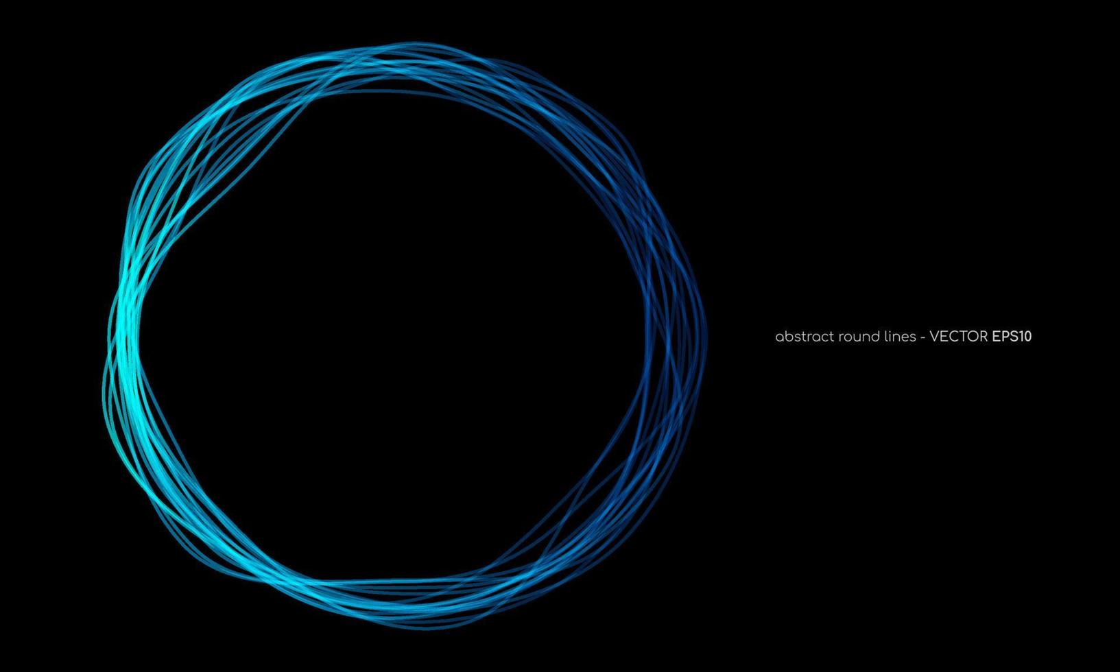 vektor abstrakt vågiga cirklar linjer rund ram blå färg isolerad på svart bakgrund. teknik modernt koncept