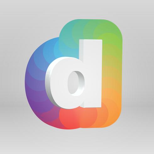 3D-tecken från en fontset med färgstark bakgrund, vektor illustration