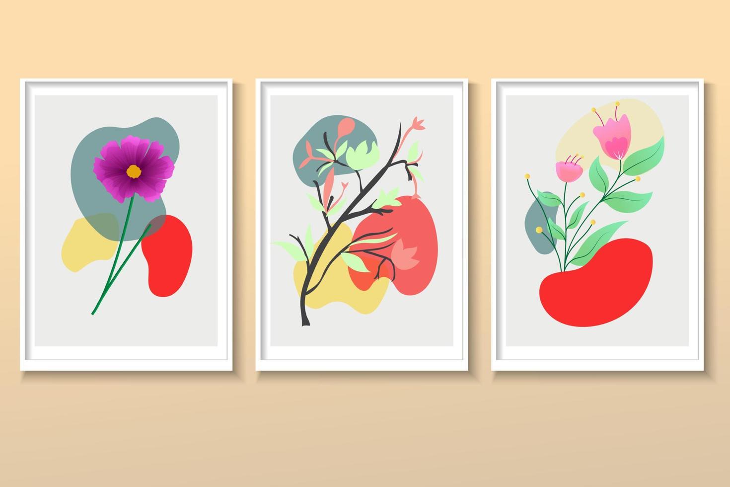uppsättning av minimalistiska vykort natur löv, abstrakta former. vektor illustration i platt tecknad stil. design bra för banners, webbaffischer, flygblad och broschyrer, gratulationskort och omslag