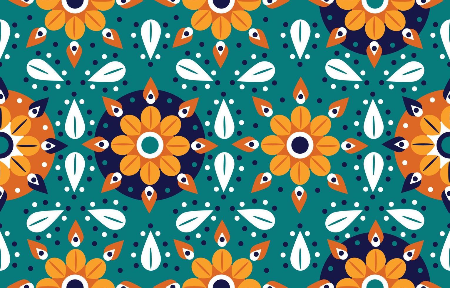 etnisk blommönster konst. sömlösa mönster i tribal, folklig broderi, vacker grön bakgrund. aztec geometrisk konst prydnadstryck print.design för matta, tapeter, kläder, omslag, tyg, omslag vektor