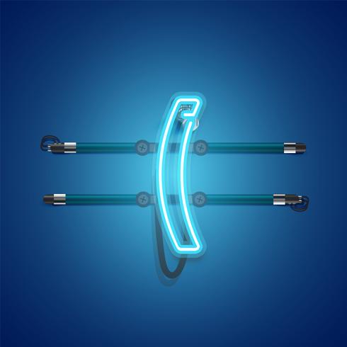 Realistisk glödande blå neon charcter, vektor illustration
