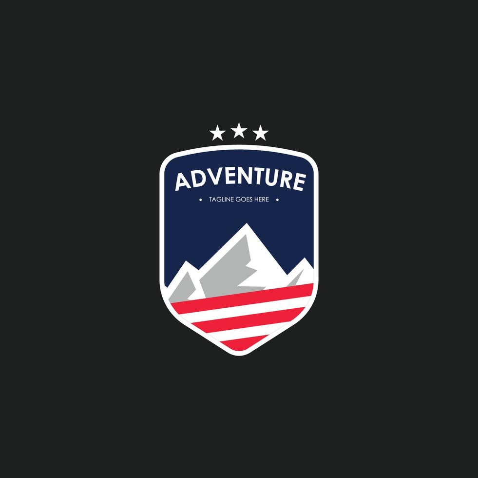 Adventure-Logo-Design-Vorlage mit Abzeichen, Emblem und elegantem Konzept. Perfekt für Business, Kleidung, Unternehmen, Handy, Abenteuer, Reisen, Wandern, Outdoor, Laden usw. vektor