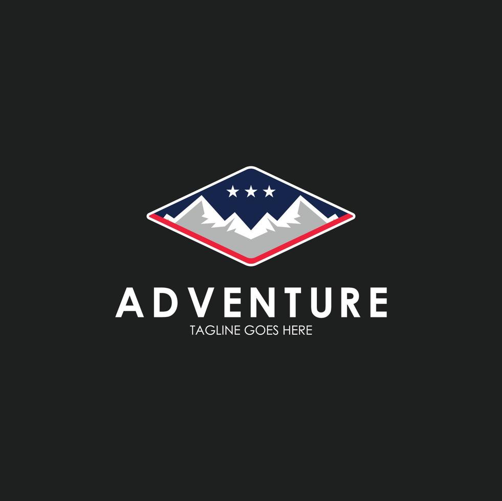 Adventure-Logo-Design-Vorlage mit Abzeichen, Emblem und elegantem Konzept. Perfekt für Business, Kleidung, Unternehmen, Handy, Abenteuer, Reisen, Wandern, Outdoor, Laden usw. vektor