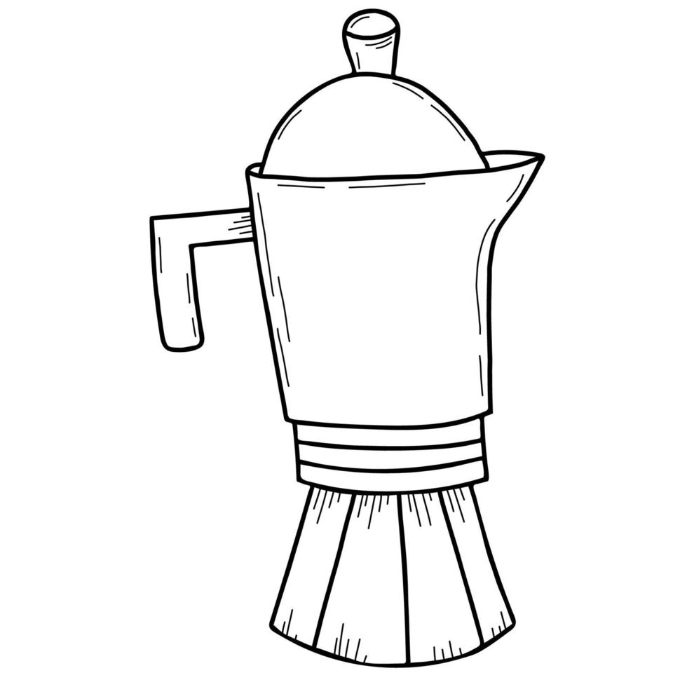 Wasserkocher zum Aufbrühen von Kaffee. Vektor-Illustration. linear, handgezeichnet, gekritzel vektor