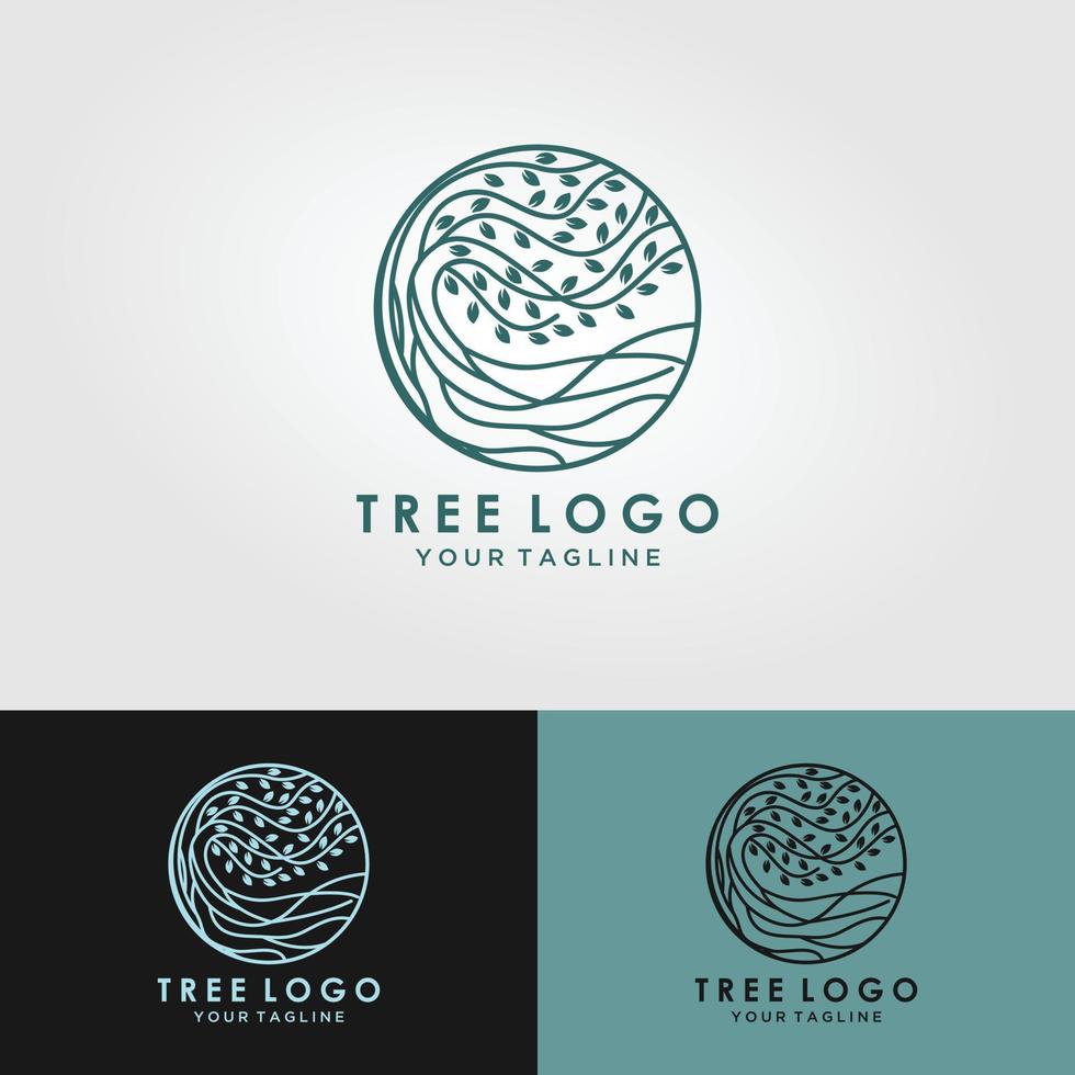 Wurzel der Baumlogoillustration. Vektor-Silhouette eines Baumes, abstraktes lebendiges Baum-Logo-Design, Wurzelvektor - Baum des Lebens-Logo-Design-Inspiration isoliert auf weißem Hintergrund. vektor