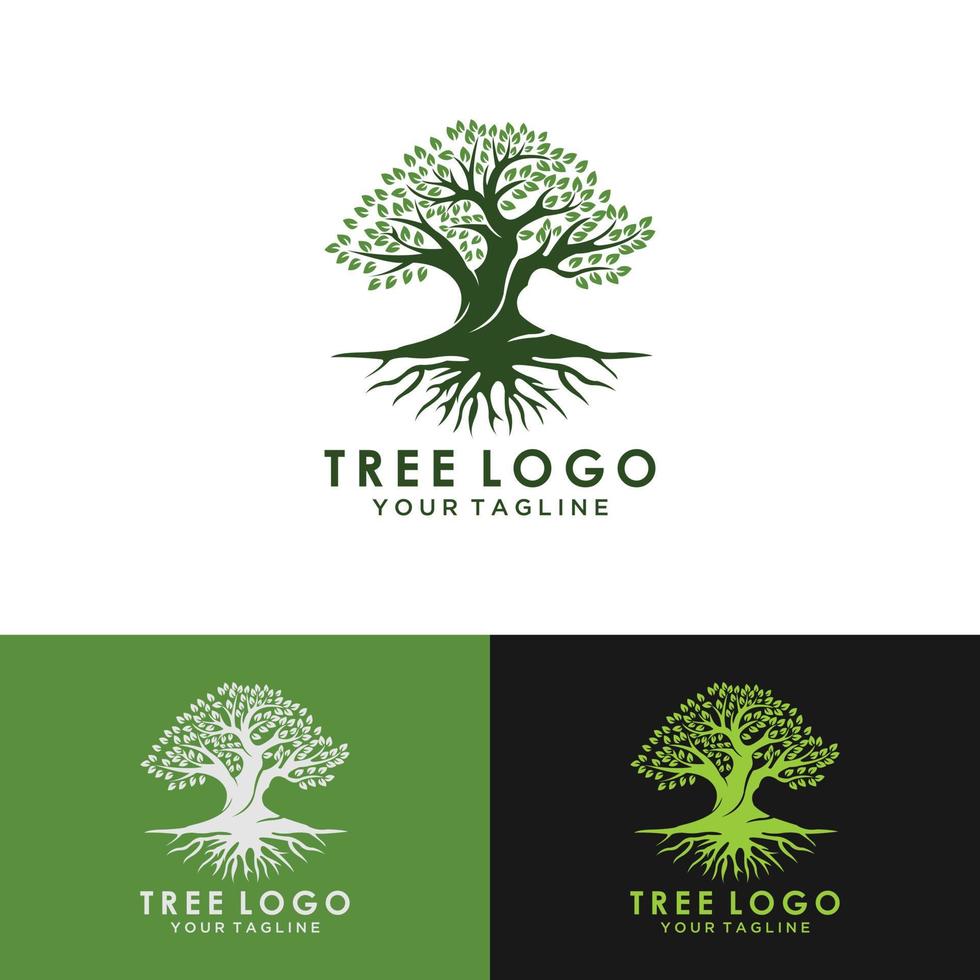 mobileroot der baumlogoillustration. Vektor-Silhouette eines Baumes, abstraktes lebendiges Baum-Logo-Design, Wurzelvektor - Baum des Lebens-Logo-Design-Inspiration isoliert auf weißem Hintergrund. vektor