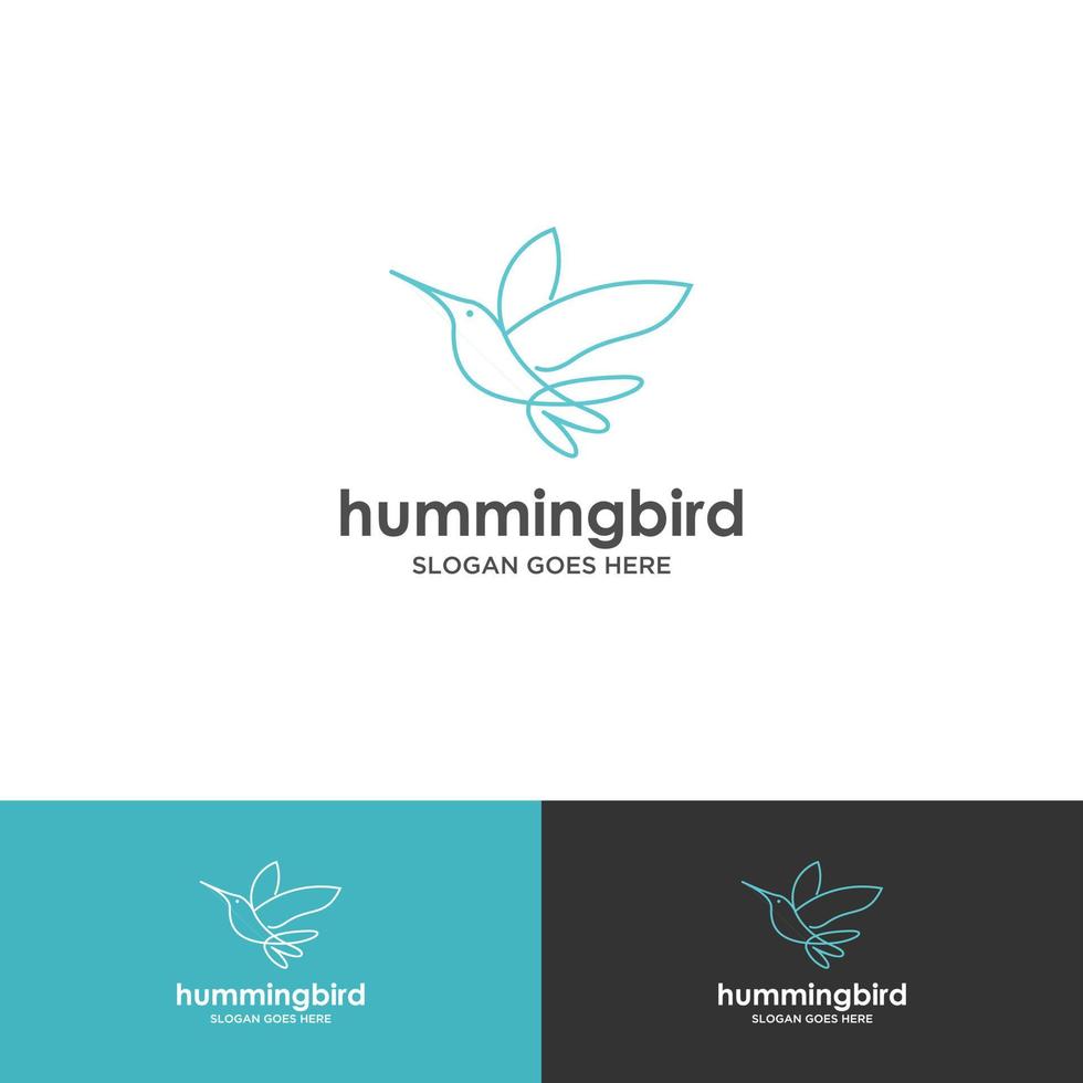 hummingbird logotyp design vektor med hel linje och färg stilar