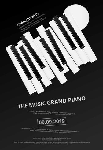 Musik Grand Piano Poster Bakgrundsmall Vektor illustration