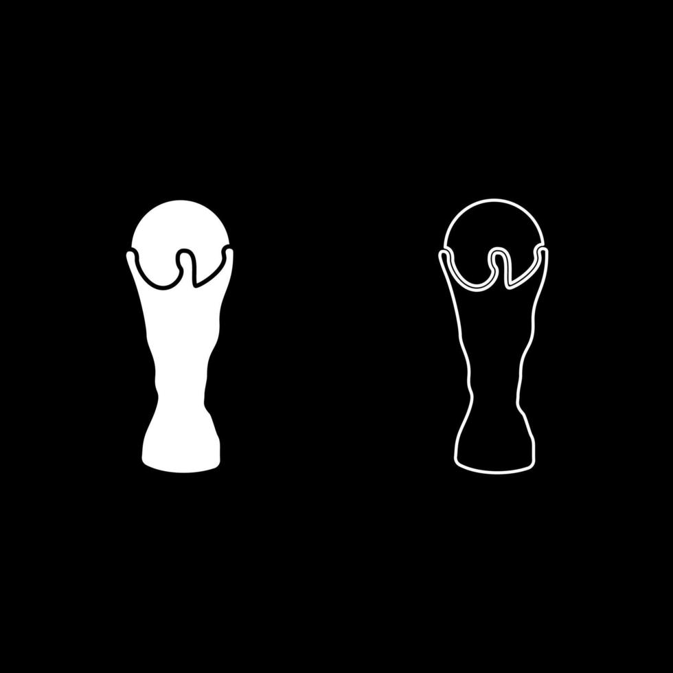 fotboll cup ikonuppsättning vit färg illustration platt stil enkel bild vektor