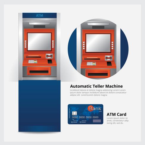 ATM Automatisk Teller Machine med ATM Card Vector Illustration