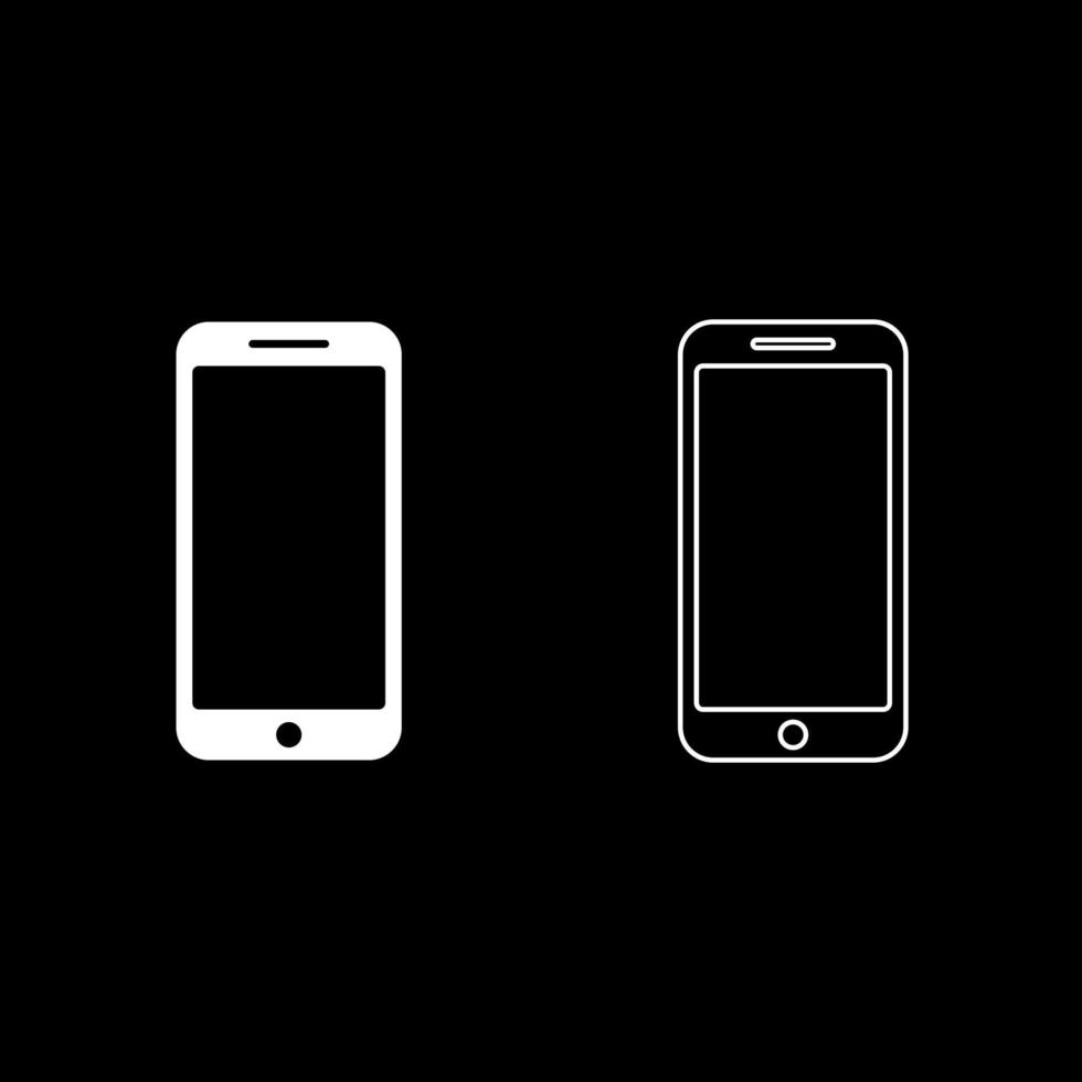 smartphone Ikonuppsättning vit färg vektor illustration platt stil bild
