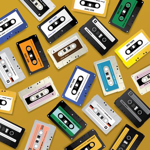 Vintage Retro Cassette Tape Pattern Design Mall Vektor Illustration