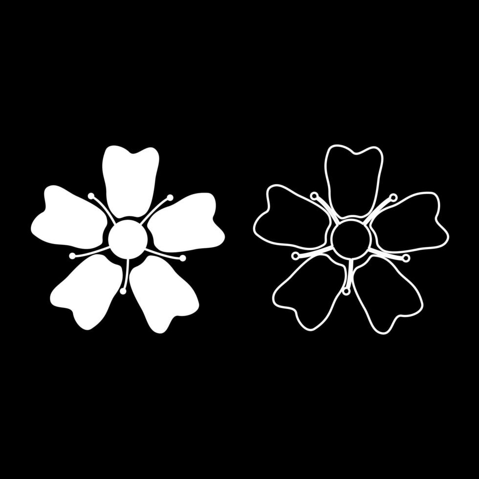 Blume Sakura Icon Set Farbe weiß Abbildung Flat Style simple Image vektor