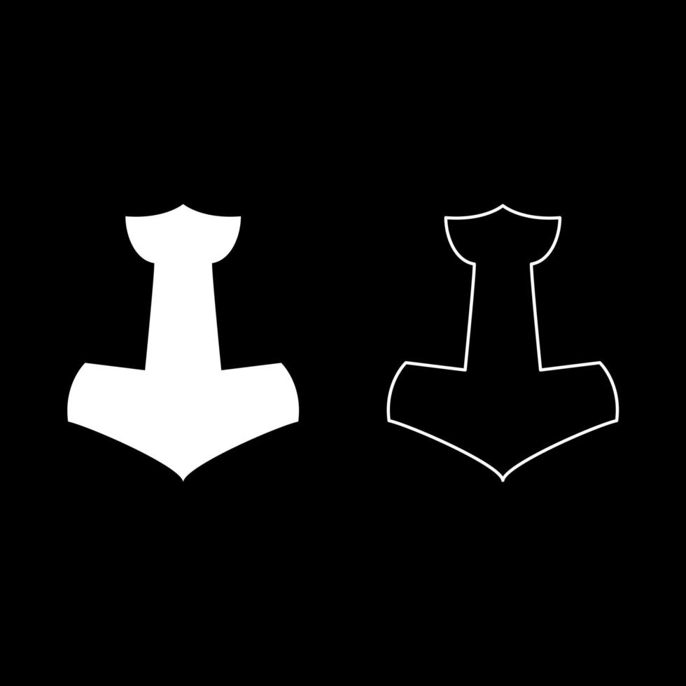 Thors Hammer mjolnir Icon Set Farbe weiß Abbildung: Flat Style simple Image vektor