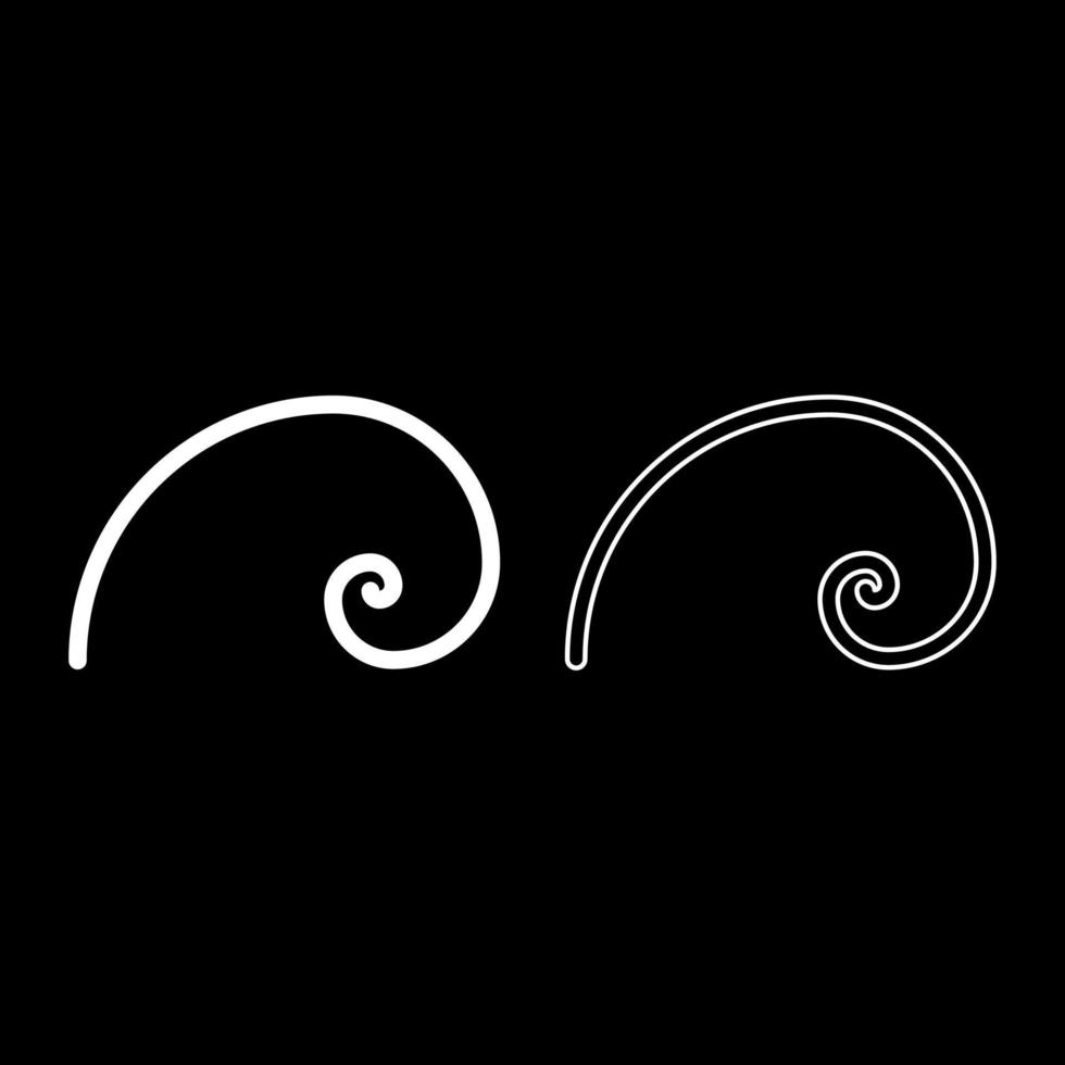 Spirale Goldener Schnitt Goldener Schnitt Anteil Fibonacci-Spirale Symbolsatz weiße Farbe Vektor-illustration Flat Style Image vektor